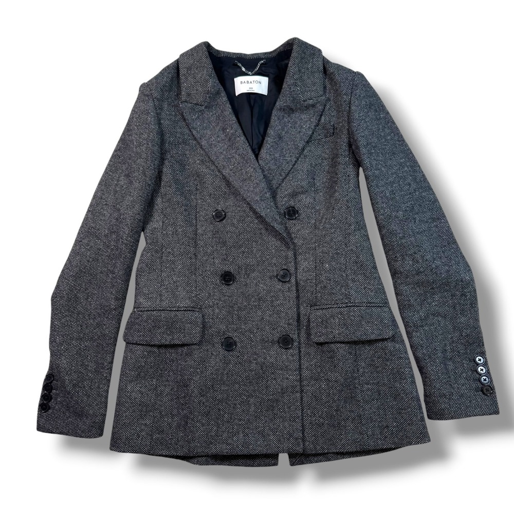 Babaton Aritzia Double Breasted Tweed Index Blazer Women's Size 0 XS Wool Blend